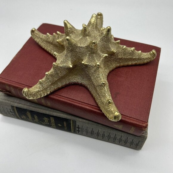 Large 8” Gold Tone Resin Starfish, Beach House, Ocean Coastal Decor - Picture 4 of 6